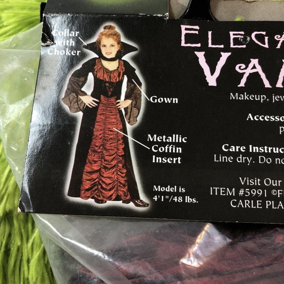 Child Elegant Coffin Vampiress Gown & Collar Velvet Collection Size Med 8-10 NEW - Picture 7 of 9